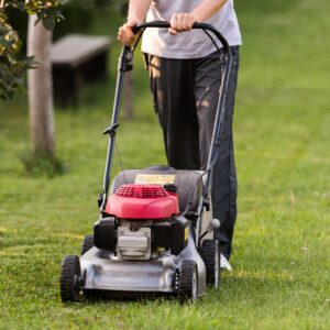 mowing the lawn