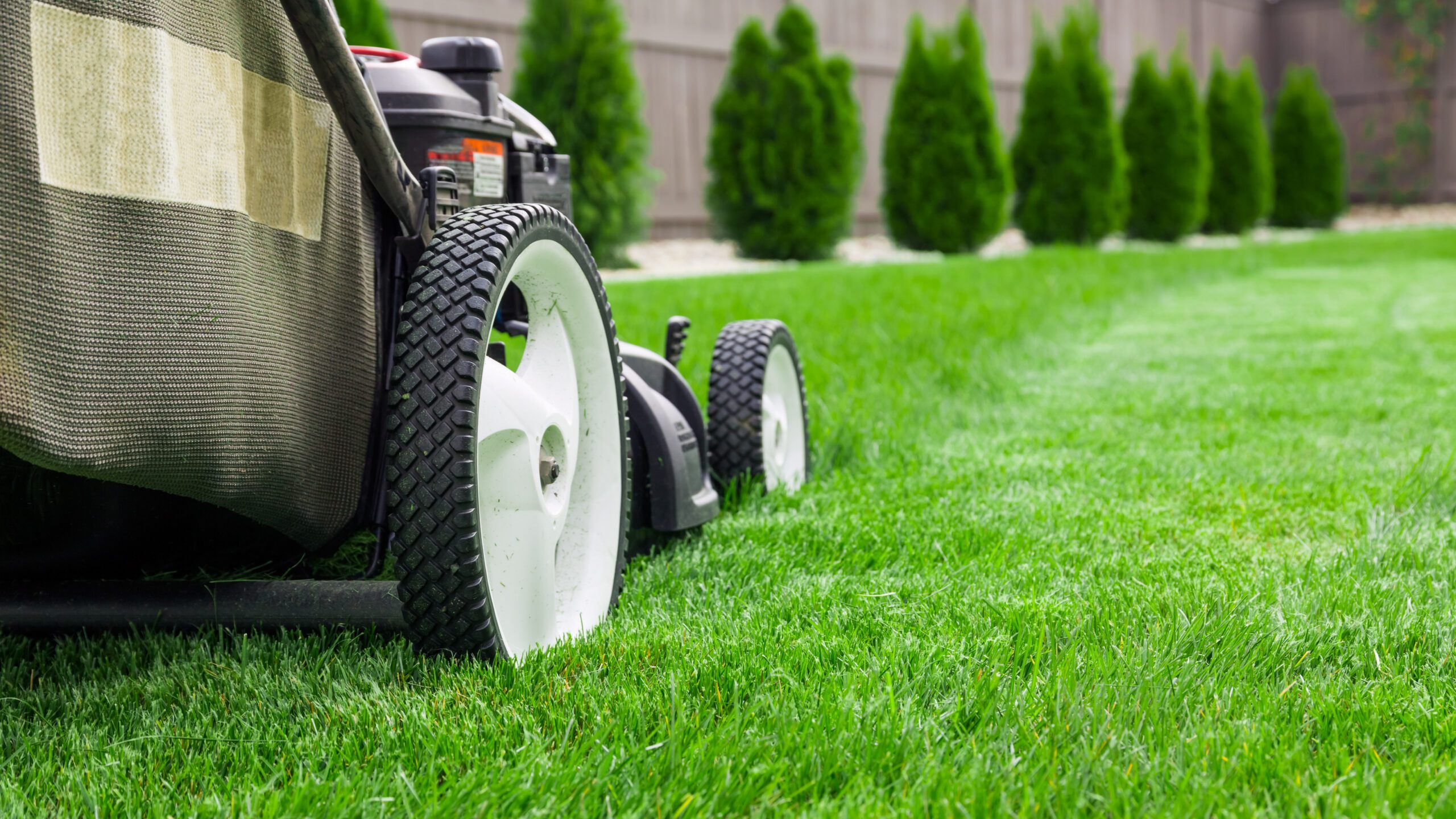 mowing lawn